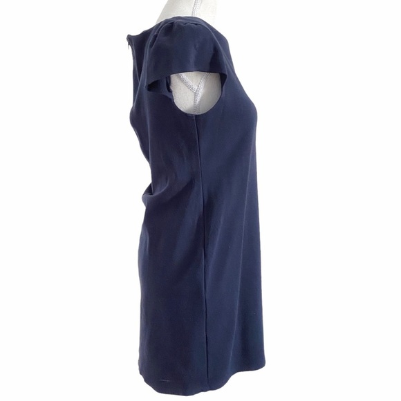 ALICE + OLIVIA EMPLOYED NAVY SHORT SLEEVE SHIFT MINI DRESS - 12 - Picture 2 of 9